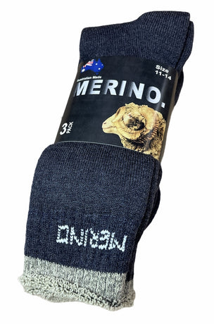 6 Pairs MERINO WOOL SOCKS Mens Heavy Duty Premium Thick Work Socks Cushion BULK - Navy Blue - 6-11