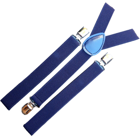 6x Mens Suspenders Braces Adjustable Strong Clip On Elastic Formal Wedding BULK - Navy Blue