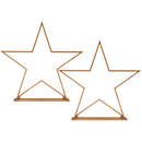 2x Large Bamboo Star w/ LED Strip Table Lamp Light Modern Minimalist Decor - Natural