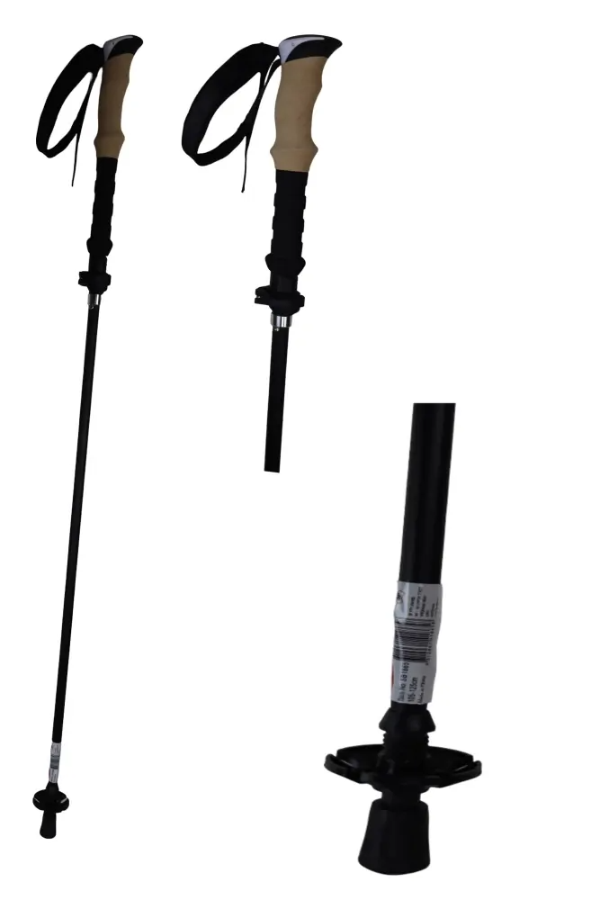 2x Telescopic Adjustable Hiking Pole Folding Walking Stick Adjustable Trekking 105cm - 125cm