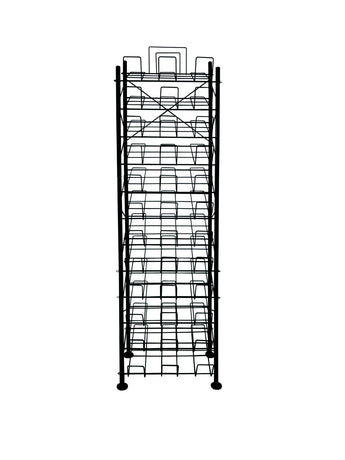 12 Tier Placemat Brochure Magazine Newspaper Display Rack Storage Stand on Wheels - Black Frame