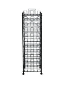 12 Tier Placemat Brochure Magazine Newspaper Display Rack Storage Stand on Wheels - Black Frame