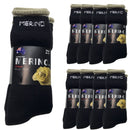 9 Pairs MERINO WOOL SOCKS Mens Heavy Duty Premium Thick Work Socks Cushion BULK - Black - 6-11
