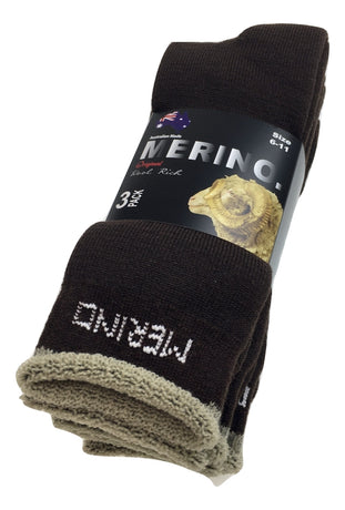 9 Pairs MERINO WOOL SOCKS Mens Heavy Duty Premium Thick Work Socks Cushion BULK - Brown - 11-14