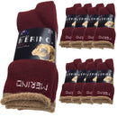 9 Pairs MERINO WOOL SOCKS Mens Heavy Duty Premium Thick Work Socks Cushion BULK - Burgundy - 6-11