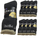 9 Pairs MERINO WOOL SOCKS Mens Heavy Duty Premium Thick Work Socks Cushion BULK - Charcoal - 11-14