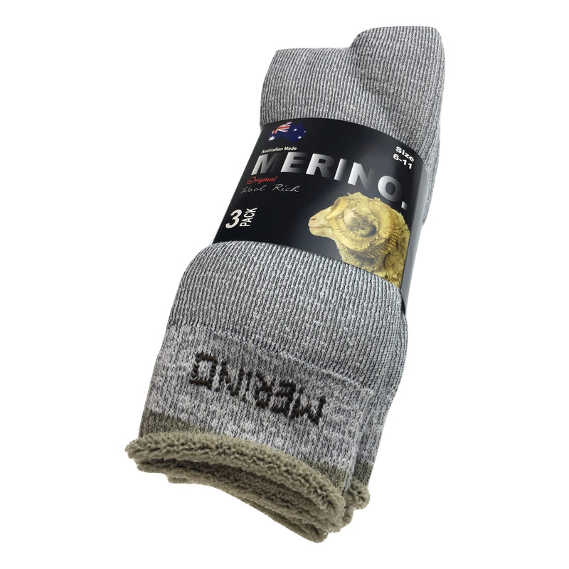 9 Pairs MERINO WOOL SOCKS Mens Heavy Duty Premium Thick Work Socks Cushion BULK - Grey - 11-14