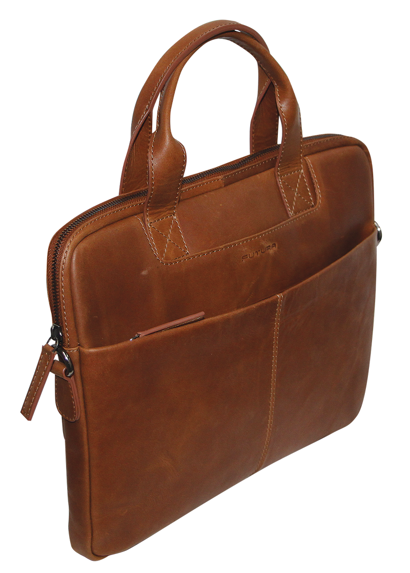 Futura Mens Slimline Laptop Bag Satchel Handbag Handles College - Brown