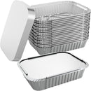 144x Aluminium Disposable Foil Food Container Trays Pans w/ Lids Covers Bulk 20x11x5cm