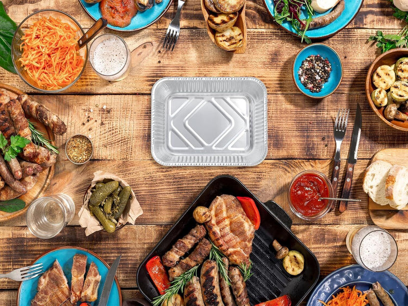 144x Aluminium Disposable Foil Food Container Trays Pans w/ Lids Covers Bulk 22cm*15cm*4.5cm