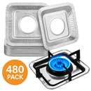 480x Aluminium Disposable Foil Stove Burner Covers Bulk - Square