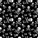 BANDANA Paisley 100% COTTON Head Wrap Durag Bandanna Summer Biker Scarf Mask - Black with White Skulls