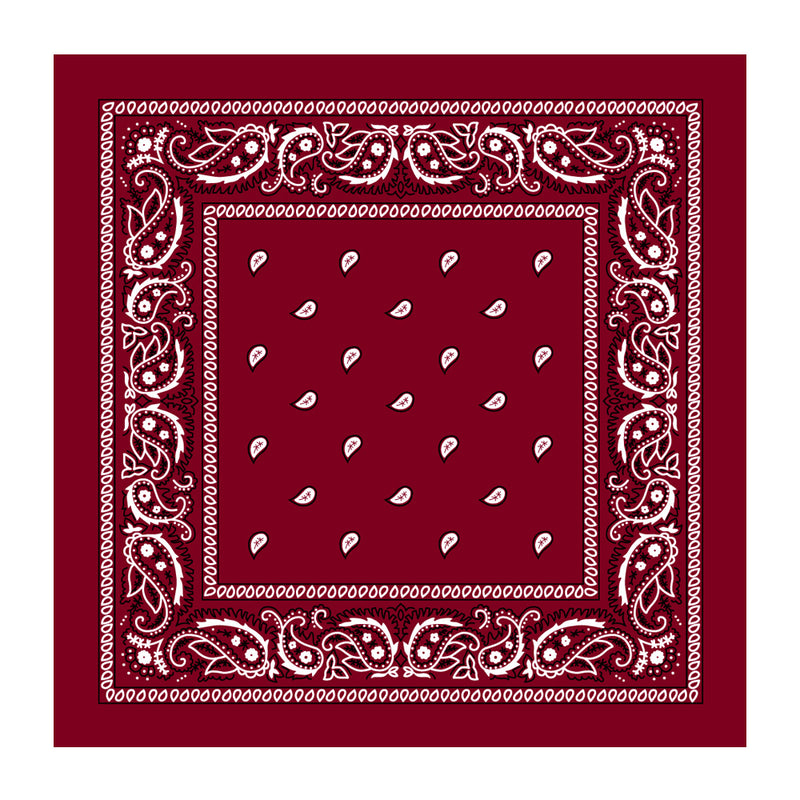 BANDANA Paisley 100% COTTON Head Wrap Durag Bandanna Summer Biker Scarf Mask - Burgundy