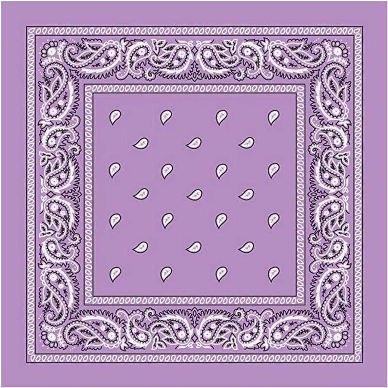 BANDANA Paisley 100% COTTON Head Wrap Durag Bandanna Summer Biker Scarf Mask - Lilac