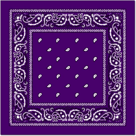 BANDANA Paisley 100% COTTON Head Wrap Durag Bandanna Summer Biker Scarf Mask - Purple