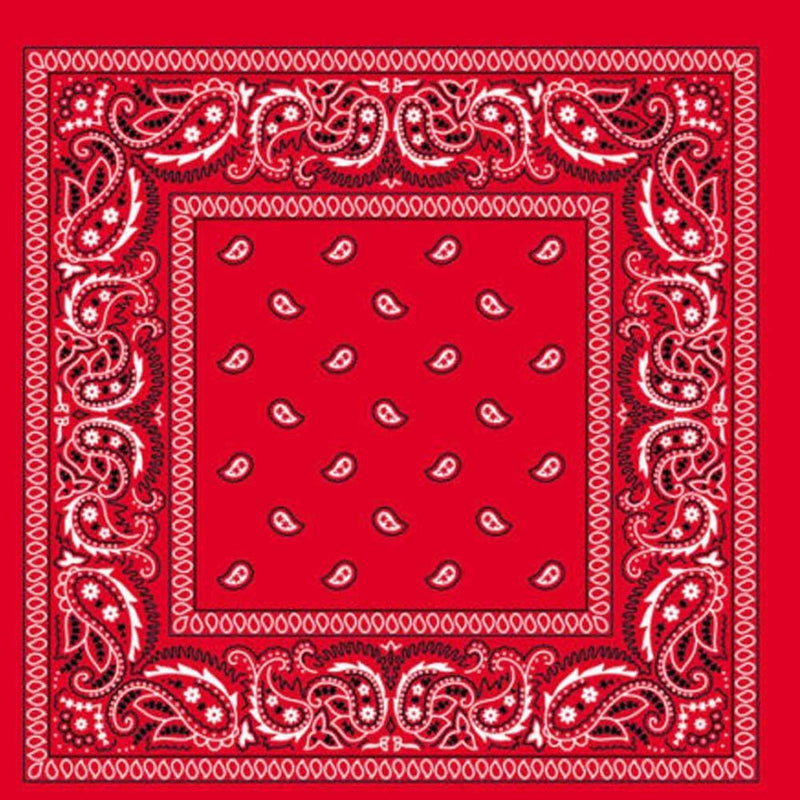 BANDANA Paisley 100% COTTON Head Wrap Durag Bandanna Summer Biker Scarf Mask - Red
