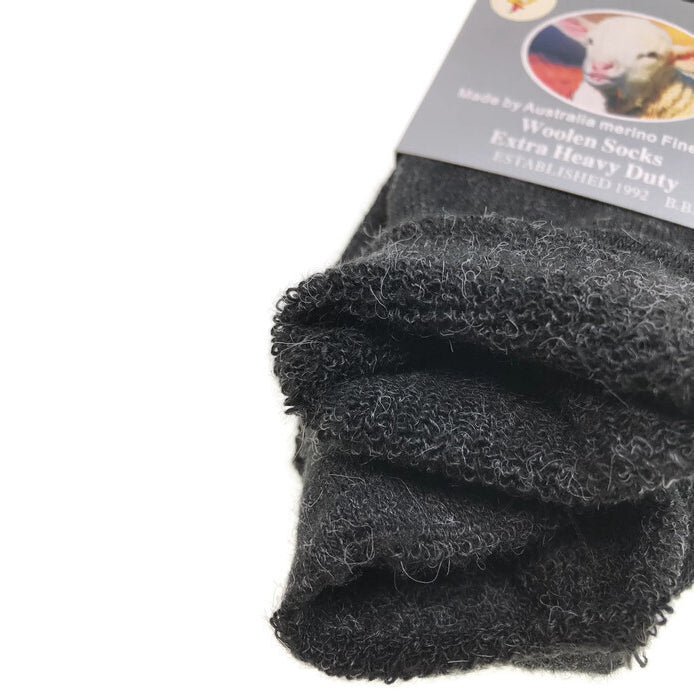 1 Pair Merino Wool Blend Woolen Work Socks Hiking Heavy Duty Warm Winter Thermal - Navy - 11-14
