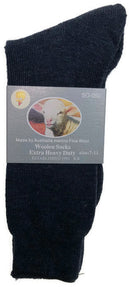 1 Pair Merino Wool Blend Woolen Work Socks Hiking Heavy Duty Warm Winter Thermal - Navy - 7-11