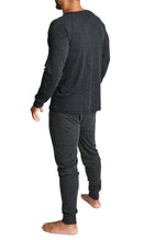 2pcs Set Mens Merino Wool Blend Long Sleeve Thermal Top & Long Johns Pants Underwear - Black - M