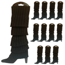 12x LEG WARMERS Knitted Womens Costume Neon Dance Party Knit 80s BULK - Black