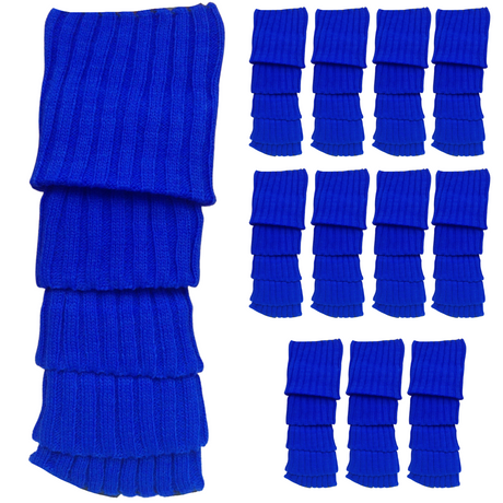 12x LEG WARMERS Knitted Womens Costume Neon Dance Party Knit 80s BULK - Blue