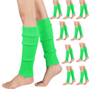 12x LEG WARMERS Knitted Womens Costume Neon Dance Party Knit 80s BULK - Fluro Green