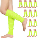 12x LEG WARMERS Knitted Womens Costume Neon Dance Party Knit 80s BULK - Fluro Yellow