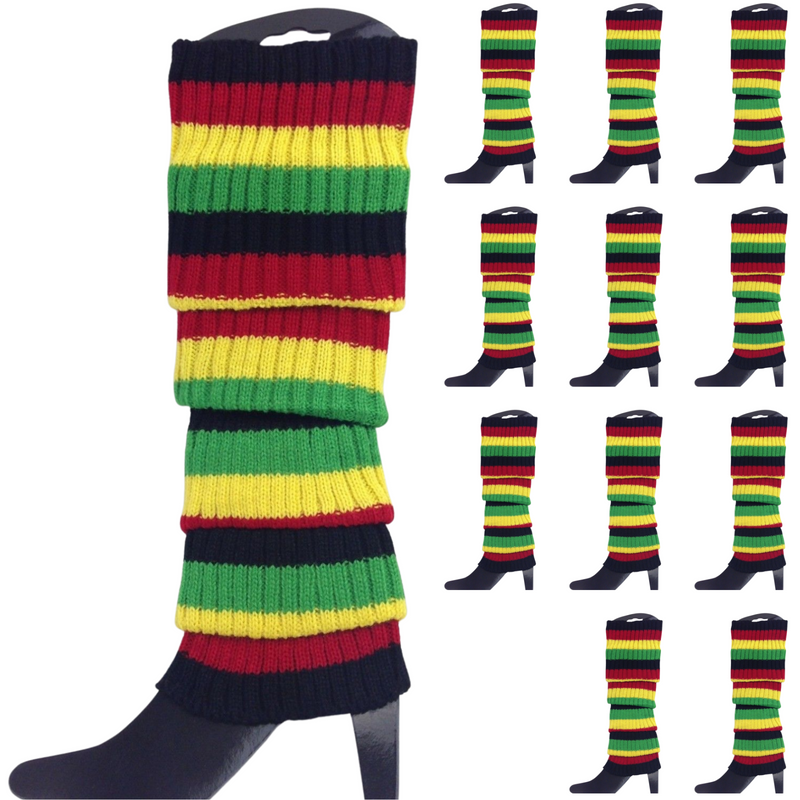12x LEG WARMERS Knitted Womens Costume Neon Dance Party Knit 80s BULK - Indigenous Colours