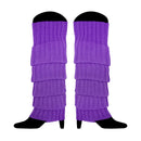 12x LEG WARMERS Knitted Womens Costume Neon Dance Party Knit 80s BULK - Purple