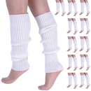 12x LEG WARMERS Knitted Womens Costume Neon Dance Party Knit 80s BULK - White