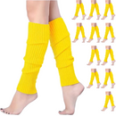 12x LEG WARMERS Knitted Womens Costume Neon Dance Party Knit 80s BULK - Yellow