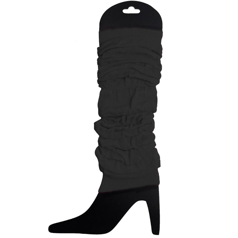 12 LEG WARMERS Knitted Womens Neon Party Knit Ankle Fluro Dance Costume 80s BULK - Black