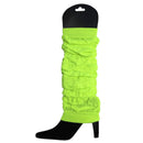 12 LEG WARMERS Knitted Womens Neon Party Knit Ankle Fluro Dance Costume 80s BULK - Fluro Yellow