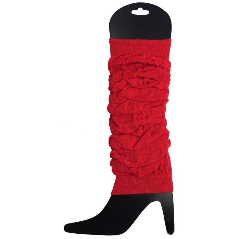 12 LEG WARMERS Knitted Womens Neon Party Knit Ankle Fluro Dance Costume 80s BULK - Red