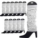 12 LEG WARMERS Knitted Womens Neon Party Knit Ankle Fluro Dance Costume 80s BULK - White