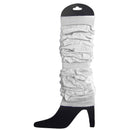 12 LEG WARMERS Knitted Womens Neon Party Knit Ankle Fluro Dance Costume 80s BULK - White