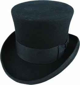 5.5"" Premium Mad Hatter Top Hat 100% Australian Wool Felt Magician Tuxedo Cap - Black - 57cm