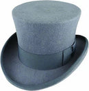 5.5"" Premium Mad Hatter Top Hat 100% Australian Wool Felt Magician Tuxedo Cap - Grey - 57cm