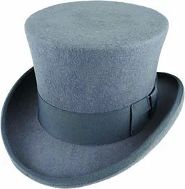 5.5"" Premium Mad Hatter Top Hat 100% Australian Wool Felt Magician Tuxedo Cap - Grey - 61cm