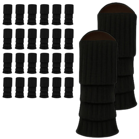 24x Womens Leg Warmers Disco Winter Knit Dance Party Crochet Legging Socks Costume - Black