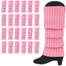 24x Womens Leg Warmers Disco Winter Knit Dance Party Crochet Legging Socks Costume - Light Pink