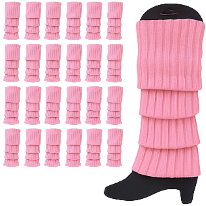 24x Womens Leg Warmers Disco Winter Knit Dance Party Crochet Legging Socks Costume - Light Pink