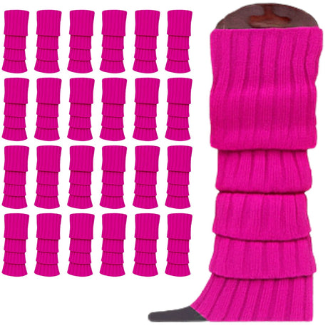 24x Womens Leg Warmers Disco Winter Knit Dance Party Crochet Legging Socks Costume - Purple
