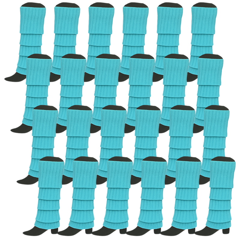 24x Womens Leg Warmers Disco Winter Knit Dance Party Crochet Legging Socks Costume - Sky Blue