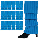24x Womens Leg Warmers Disco Winter Knit Dance Party Crochet Legging Socks Costume - Topaz Blue