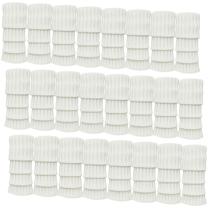 24x Womens Leg Warmers Disco Winter Knit Dance Party Crochet Legging Socks Costume - White