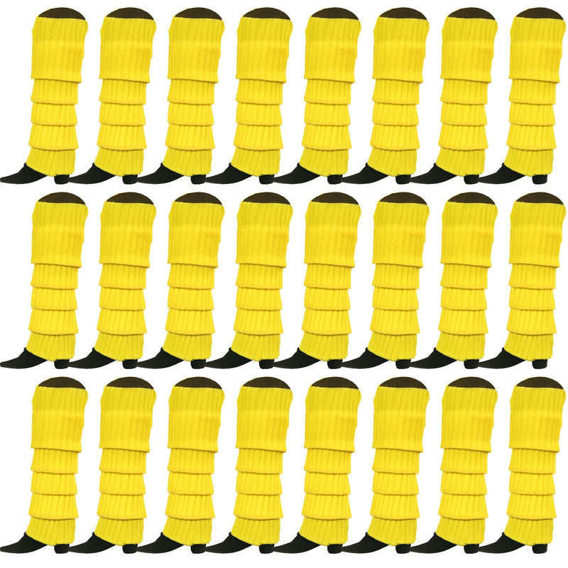 24x Womens Leg Warmers Disco Winter Knit Dance Party Crochet Legging Socks Costume - Yellow