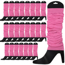 24 LEG WARMERS Knitted Womens Neon Party Knit Ankle Fluro Dance Costume 80s BULK - Light Pink