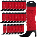 24 LEG WARMERS Knitted Womens Neon Party Knit Ankle Fluro Dance Costume 80s BULK - Red