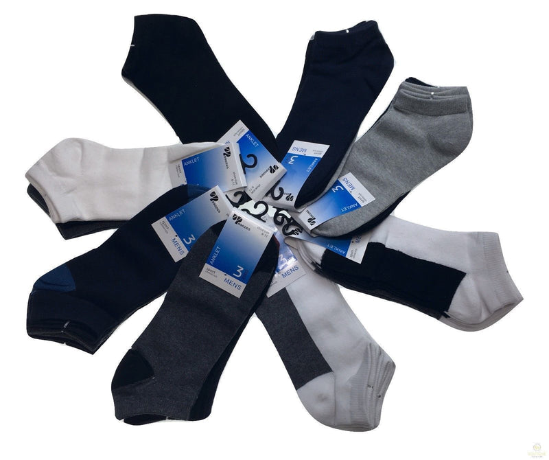 24x COTTON ANKLE SOCKS Sport Low Cut Mens Womens Running  BULK Anklet - Mixed Colour Pack - 6-11